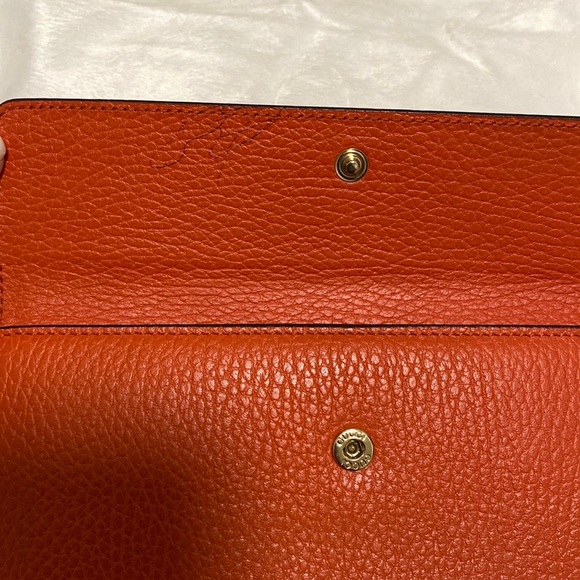 Gucci Orange Leather Zipper Wallet Gold Interlocking GG - Picture 10 of 16